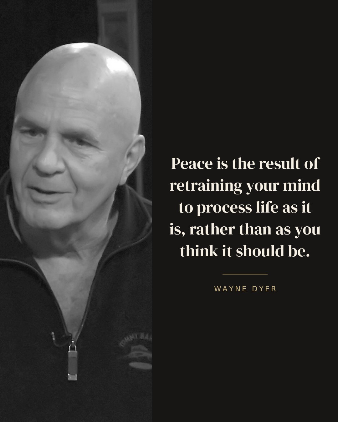 Peace is the result of retraining your mind to process life as it is, rather than as you think it should be. — Wayne Dyer
