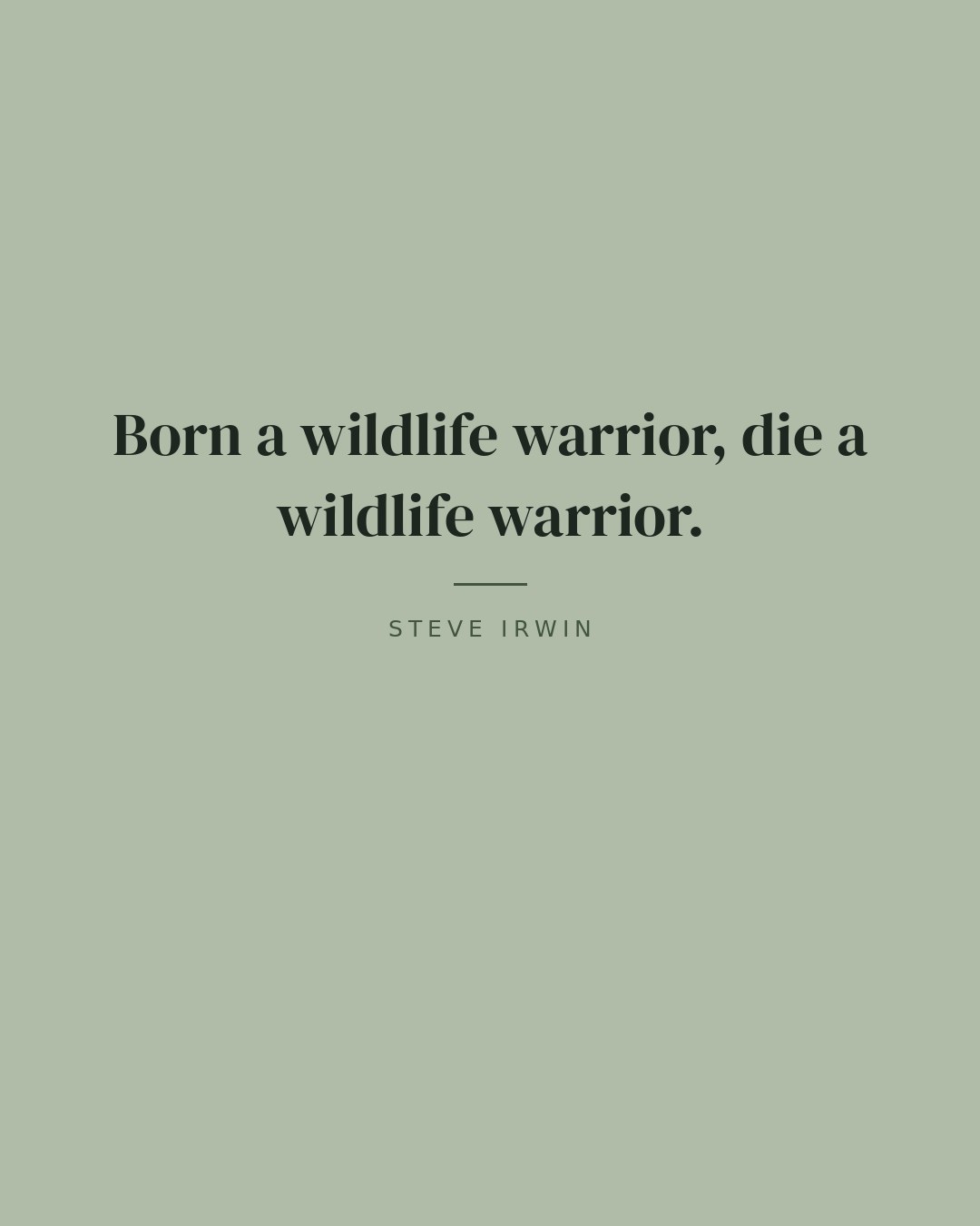 Born a wildlife warrior, die a wildlife warrior. — Steve Irwin