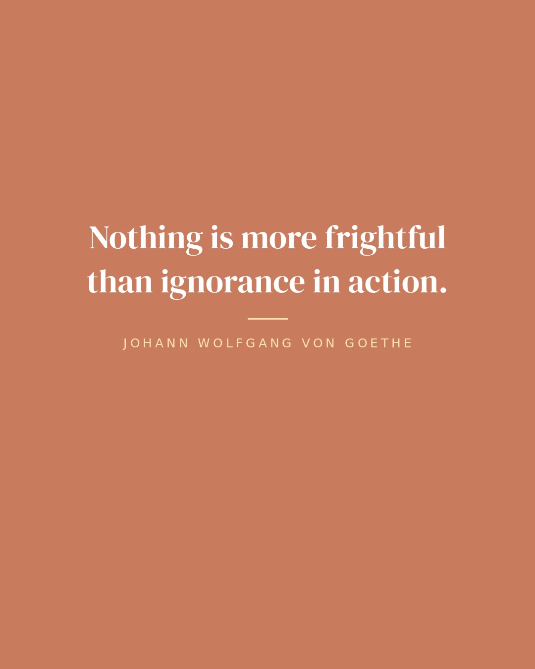 Nothing is more frightful than ignorance in action. — Johann Wolfgang von Goethe