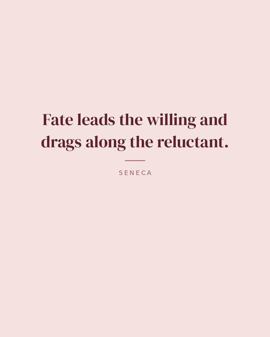 Fate leads the willing and drags along the reluctant. — Seneca