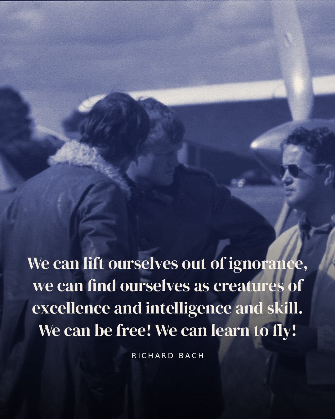 We can lift ourselves out of ignorance, we can find ourselves as creatures of excellence and intelligence and skill. We can be free! We can learn to fly! — Richard Bach