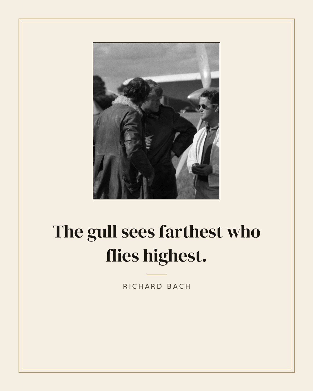 The gull sees farthest who flies highest. — Richard Bach