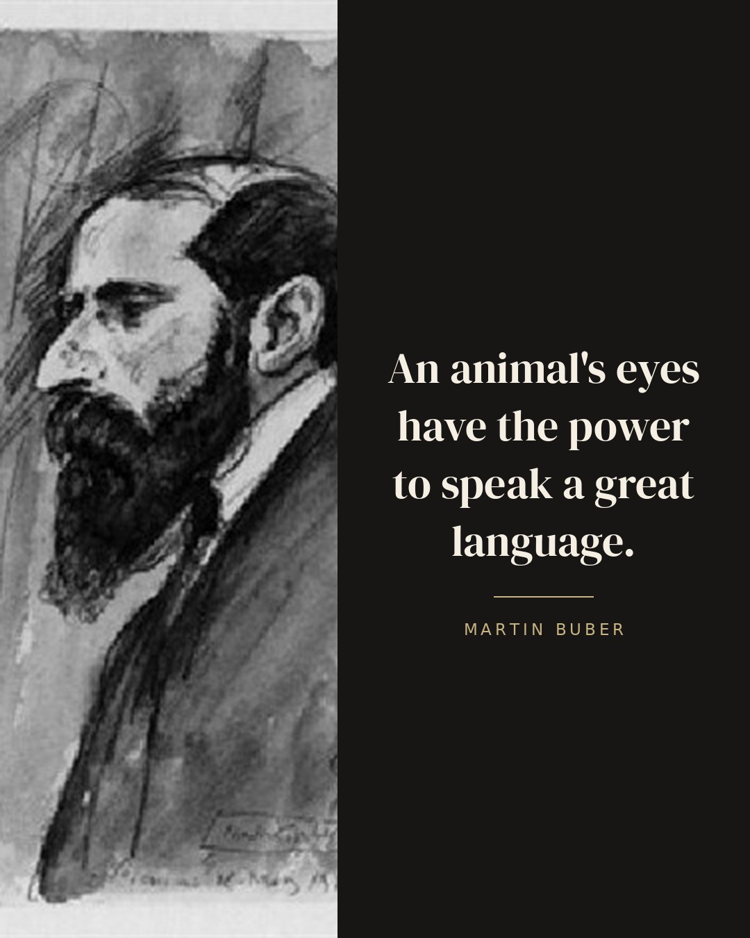 An animal's eyes have the power to speak a great language. — Martin Buber