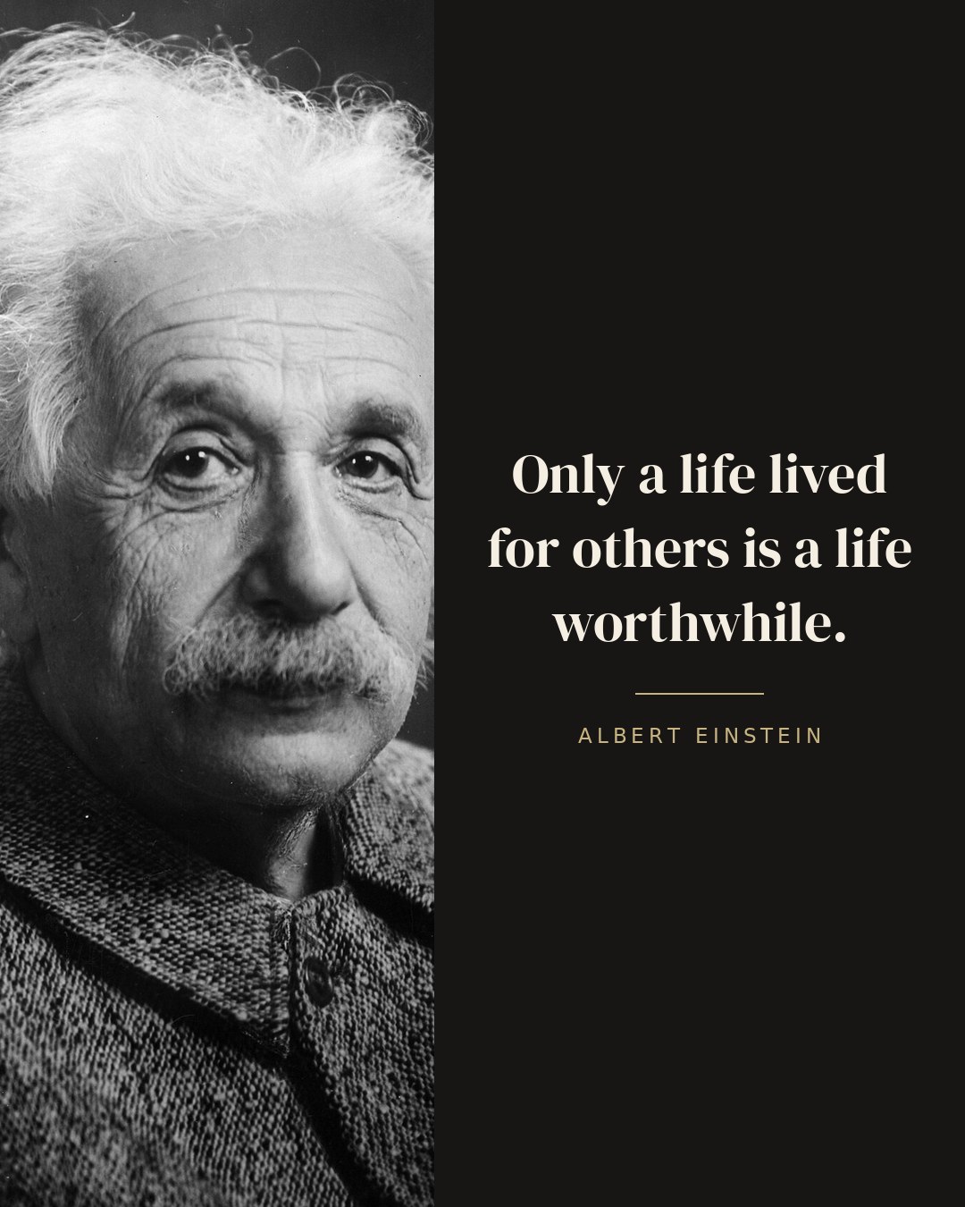 Only a life lived for others is a life worthwhile. — Albert Einstein