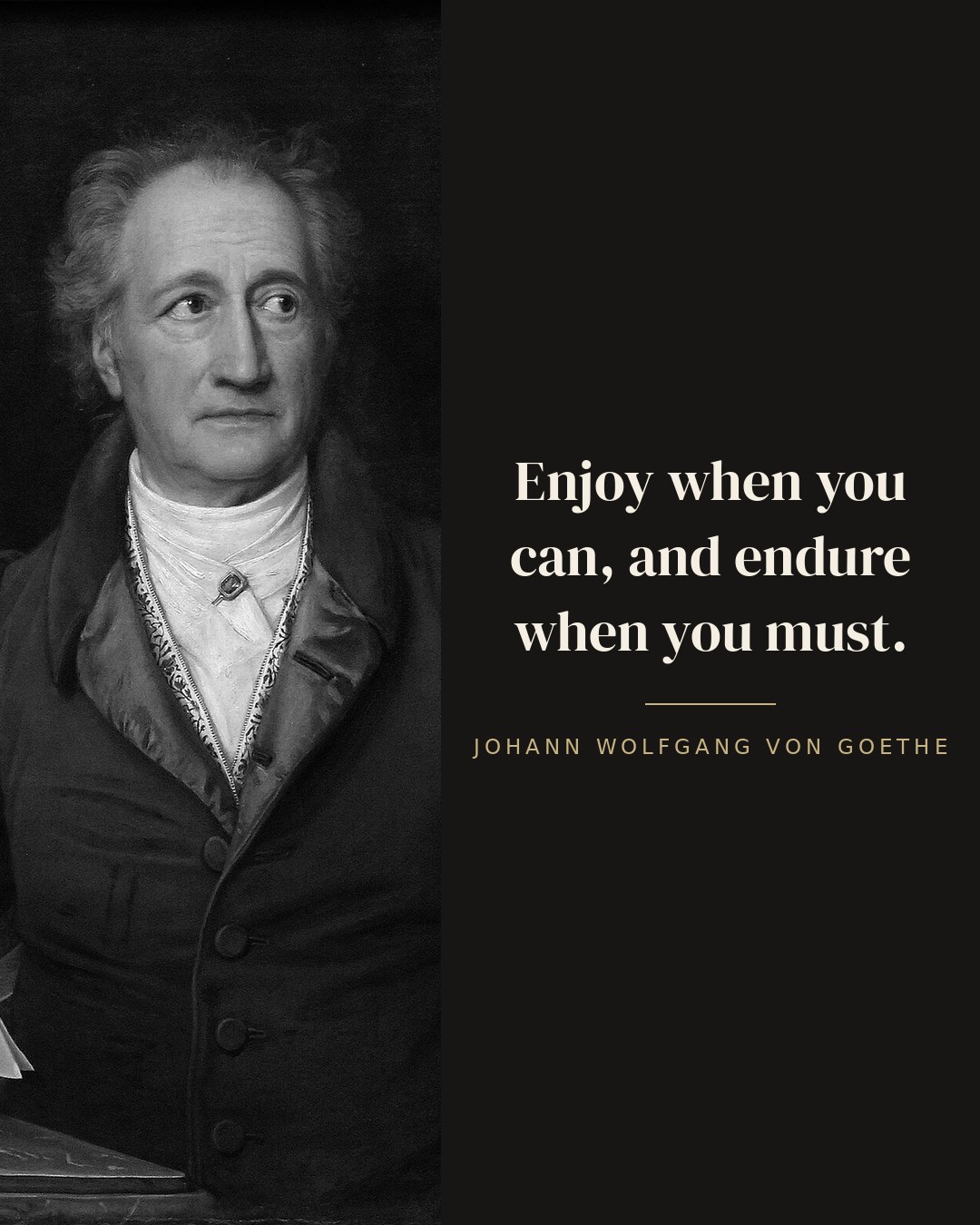 Enjoy when you can, and endure when you must. — Johann Wolfgang von Goethe quote card