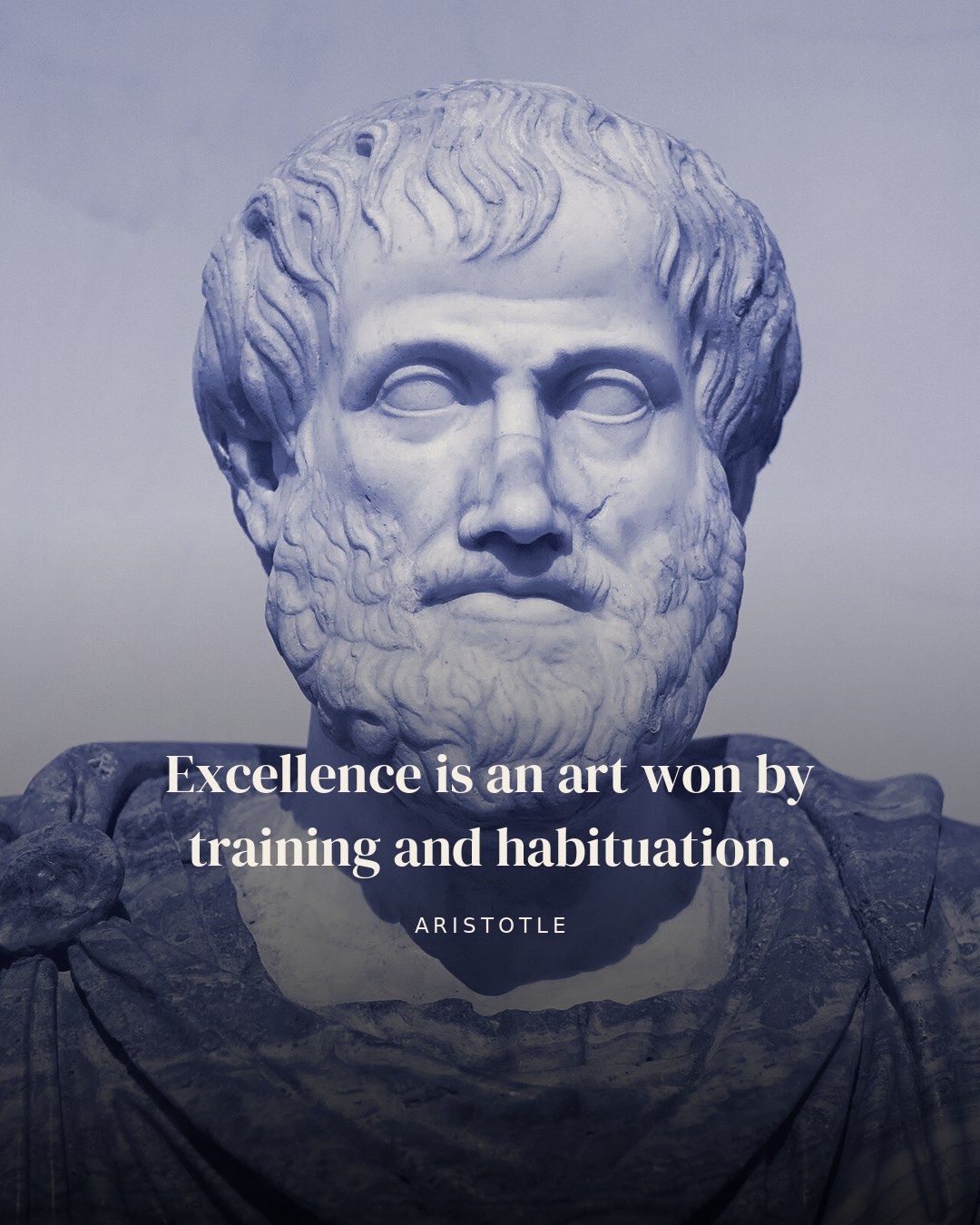 Excellence is an art won by training and habituation. — Aristotle quote card