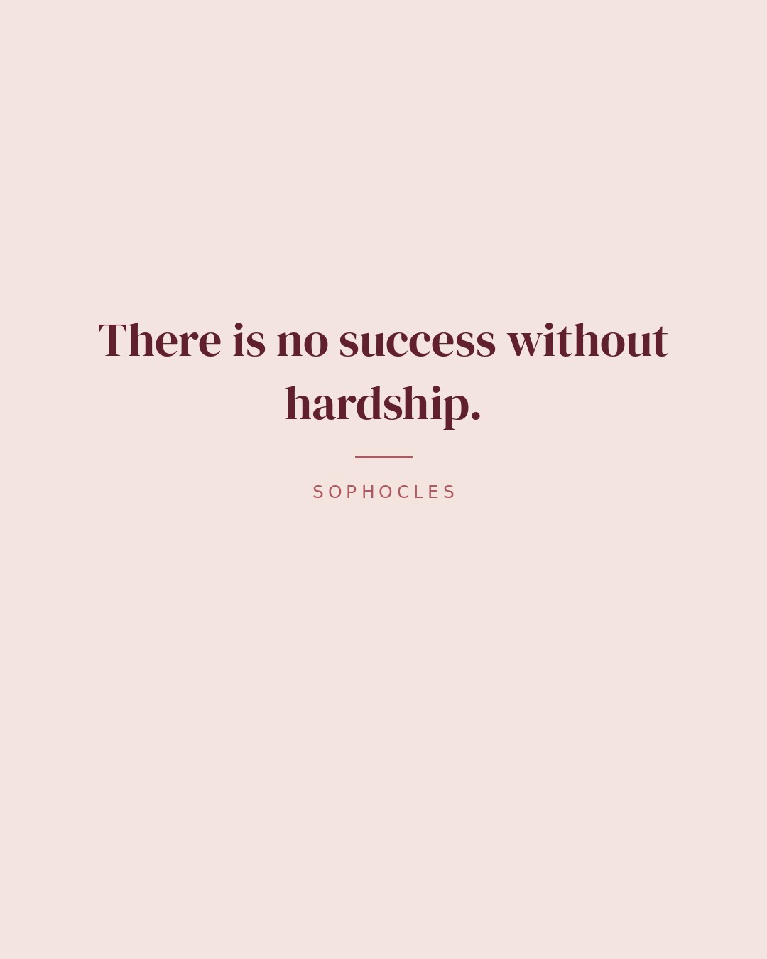 There is no success without hardship. — Sophocles