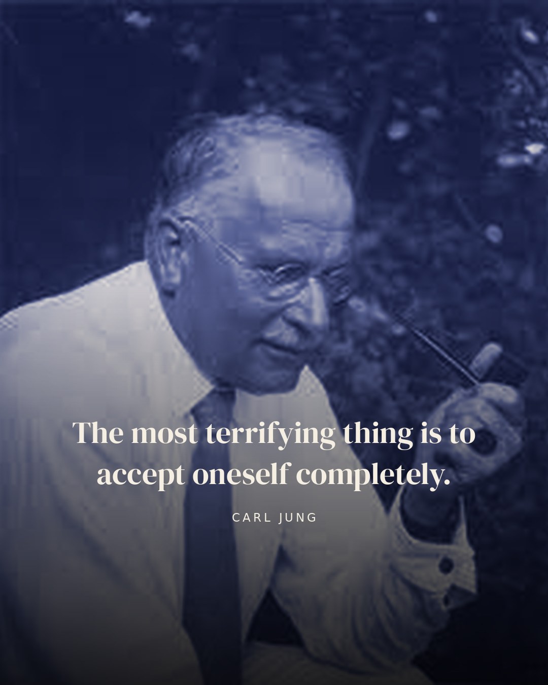 The most terrifying thing is to accept oneself completely. — Carl Jung quote card