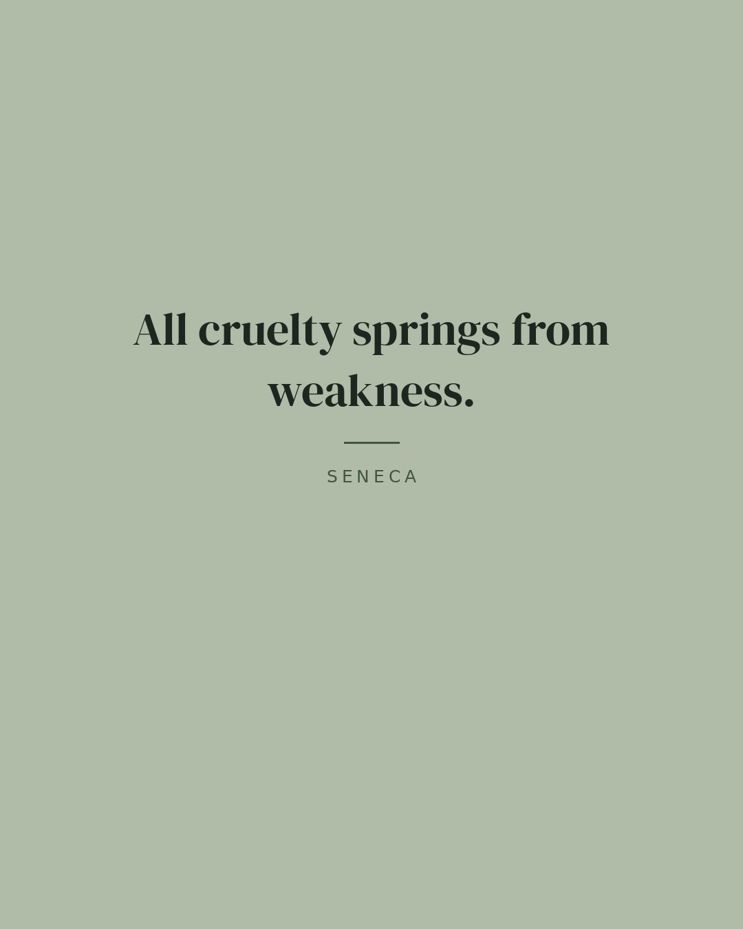 All cruelty springs from weakness. — Seneca quote card