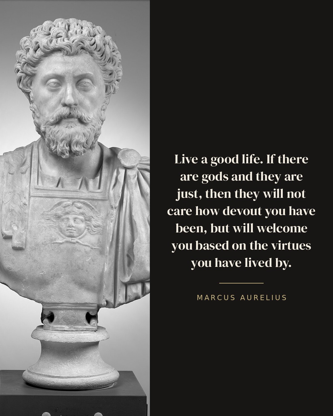 Live a good life. If there are gods and they are just, then they will not care how devout you have been, but will welcome you based on the virtues you have lived by. — Marcus Aurelius