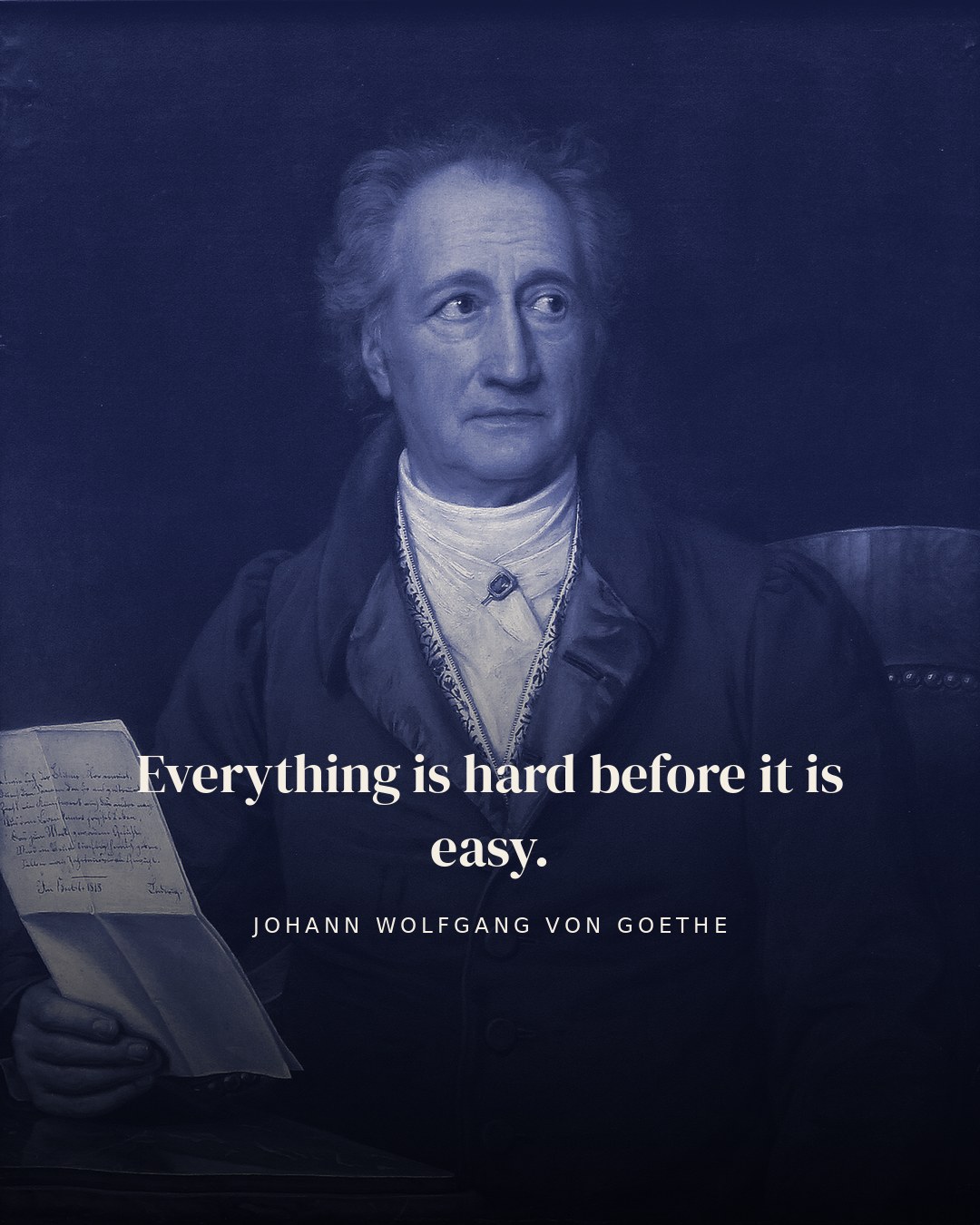 Everything is hard before it is easy. — Johann Wolfgang von Goethe quote card