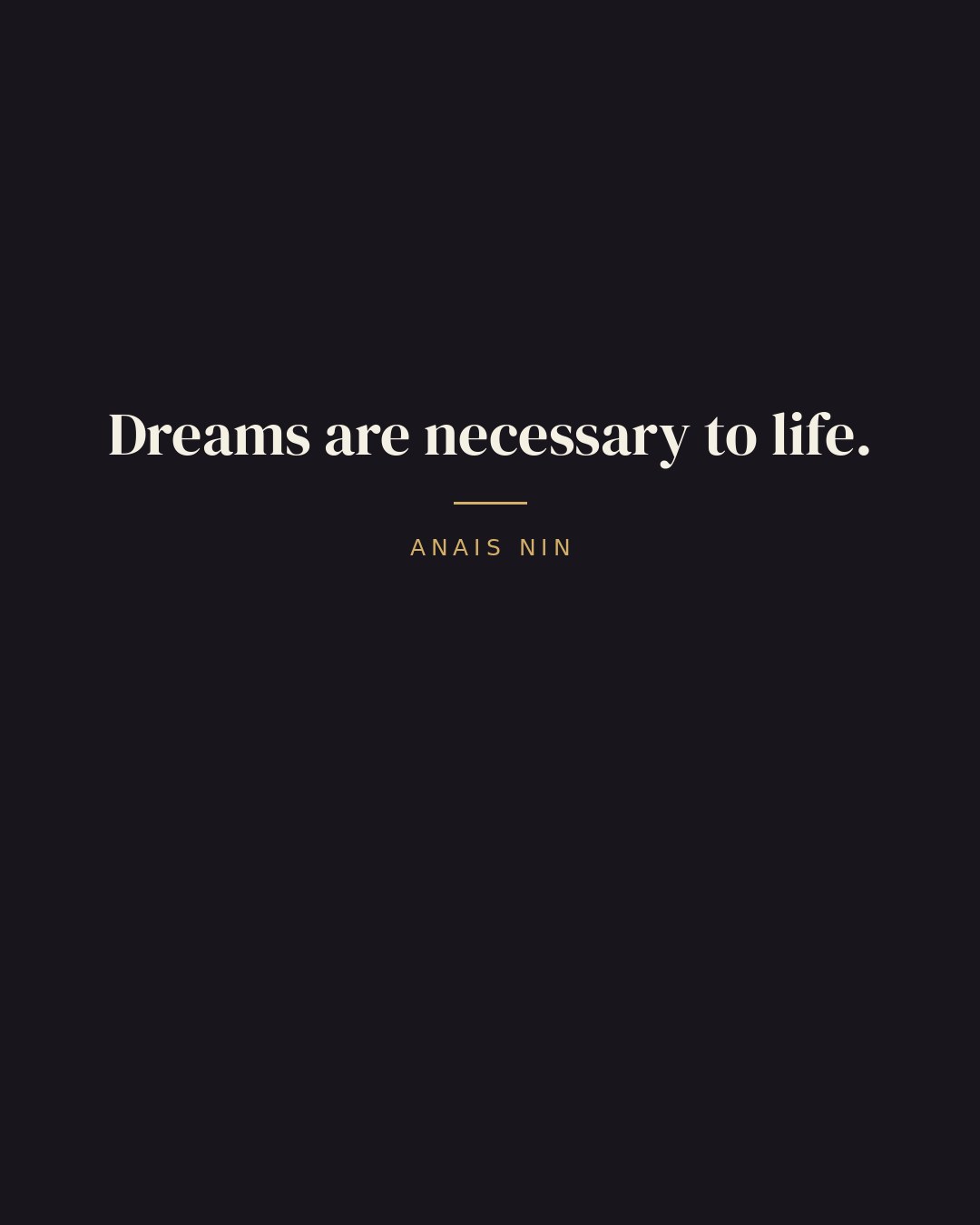Dreams are necessary to life. — Anais Nin quote card