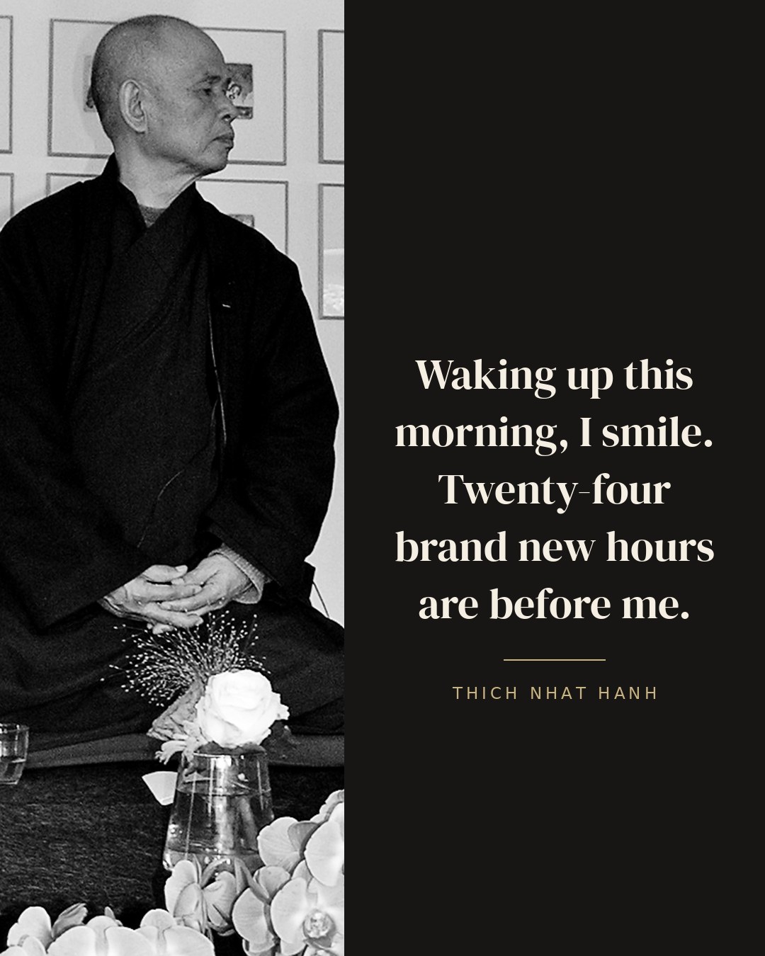 Waking up this morning, I smile. Twenty-four brand new hours are before me. — Thich Nhat Hanh