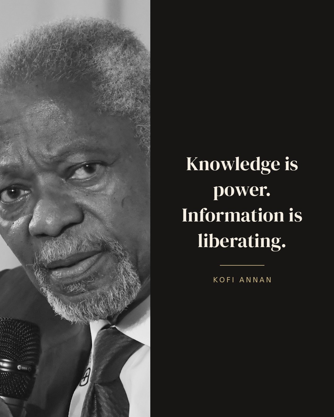 Knowledge is power. Information is liberating. — Kofi Annan