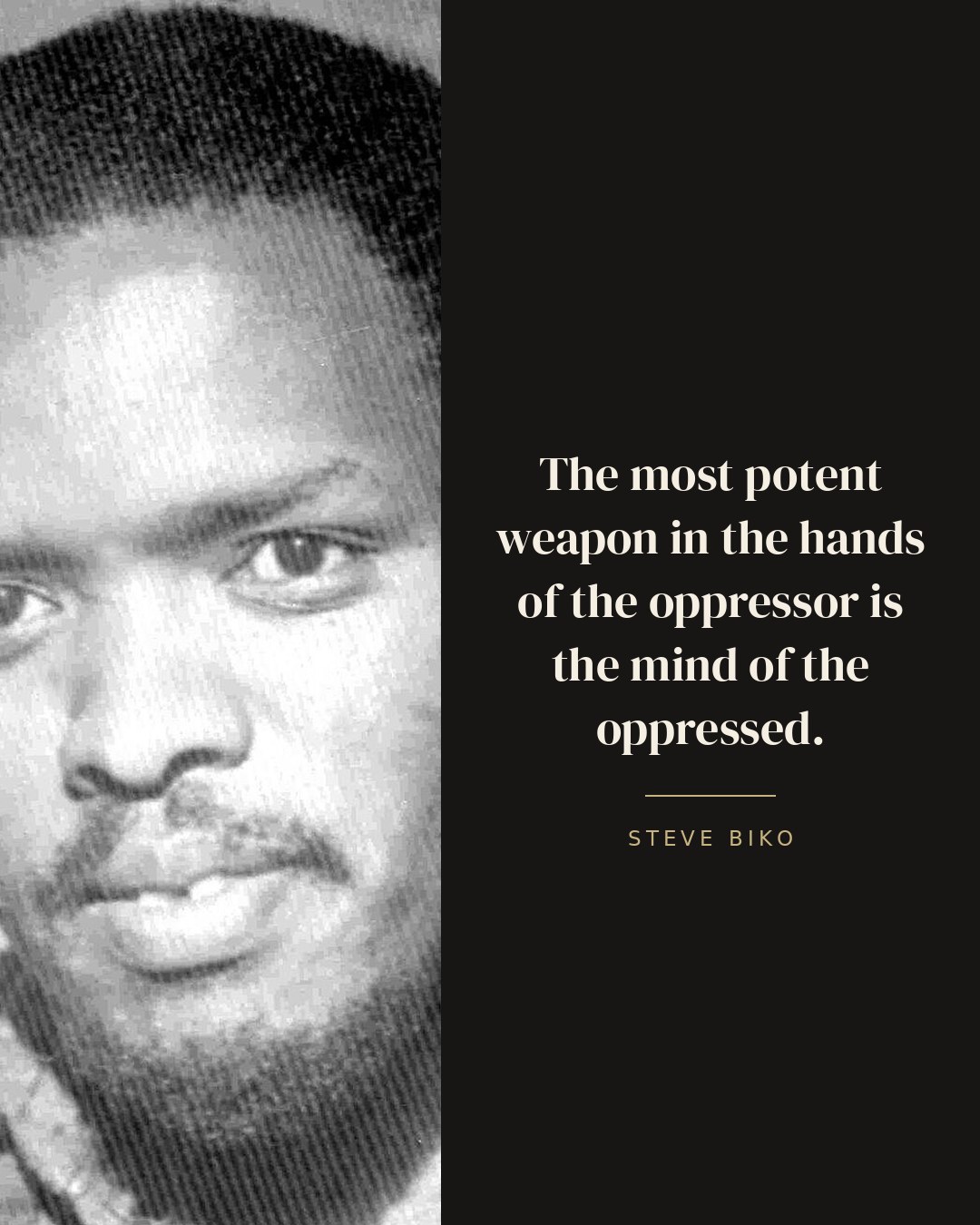 The most potent weapon in the hands of the oppressor is the mind of the oppressed. — Steve Biko