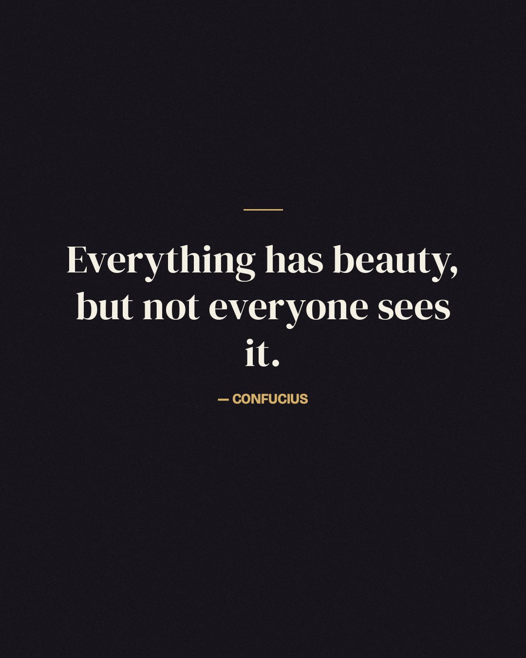 Everything has beauty, but not everyone sees it. — Confucius