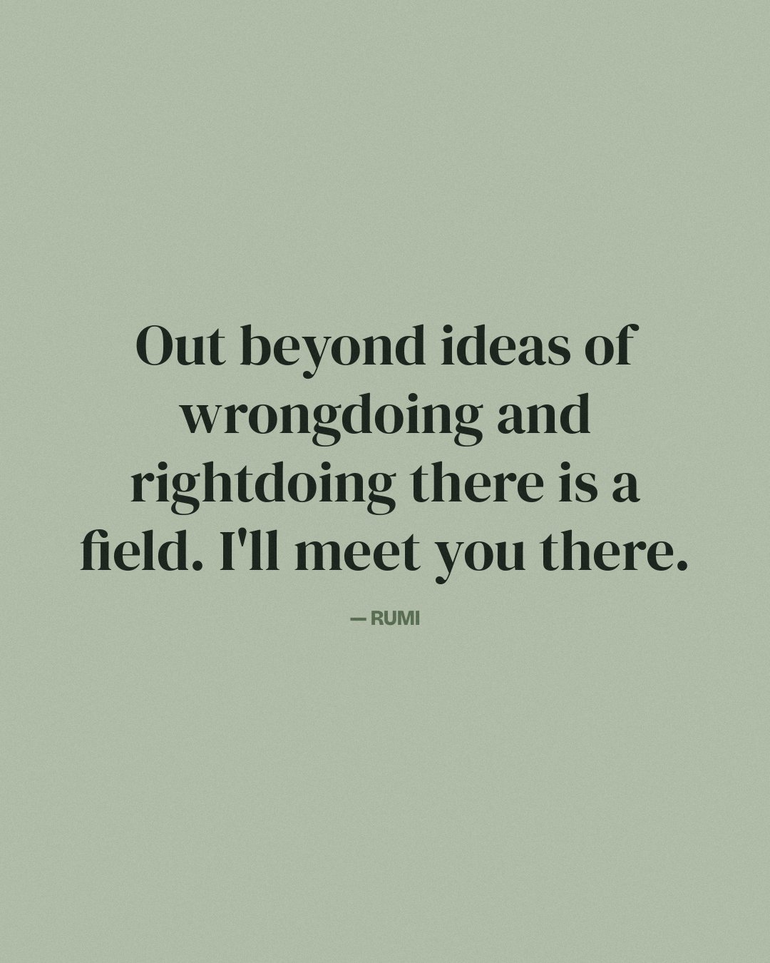 Out beyond ideas of wrongdoing and rightdoing there is a field. I'll meet you there. — Rumi