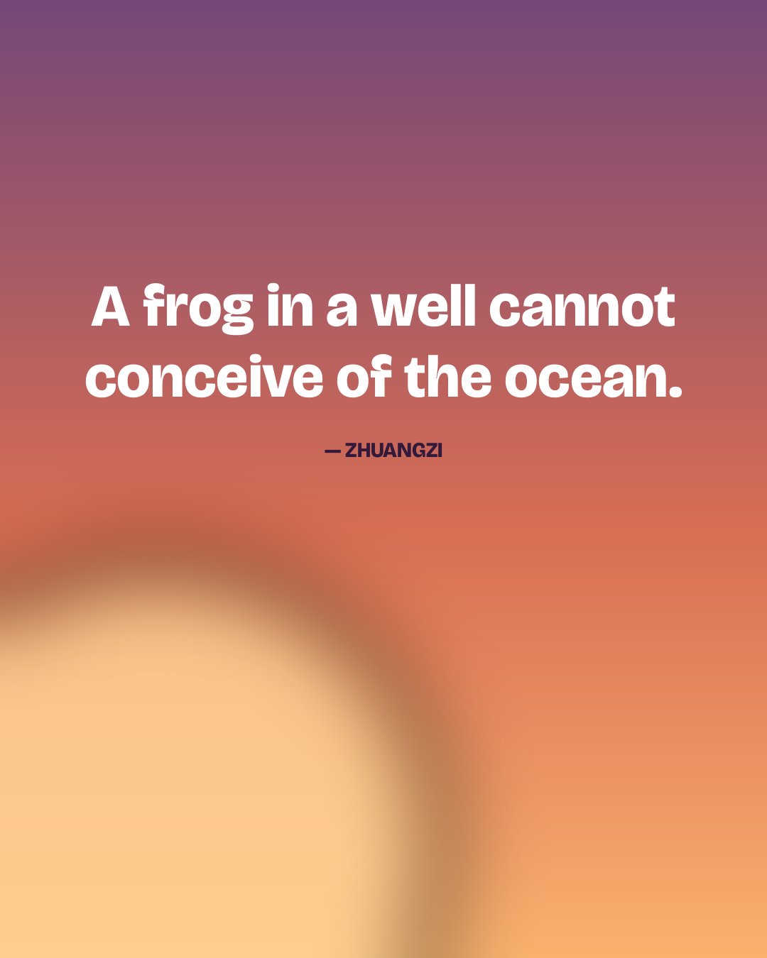 A frog in a well cannot conceive of the ocean. — Zhuangzi