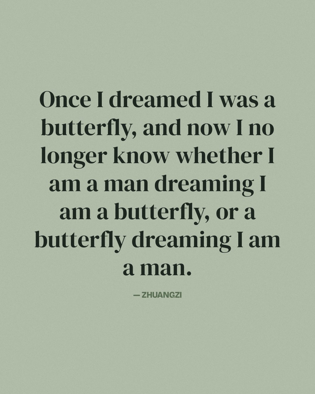 Once I dreamed I was a butterfly, and now I no longer know whether I am a man dreaming I am a butterfly, or a butterfly dreaming I am a man. — Zhuangzi
