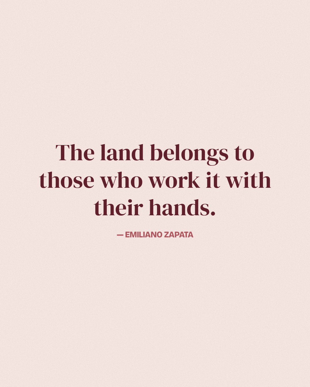 The land belongs to those who work it with their hands. — Emiliano Zapata