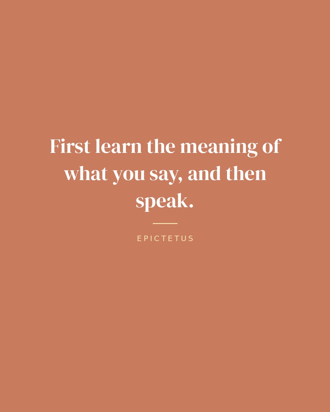 First learn the meaning of what you say, and then speak. — Epictetus
